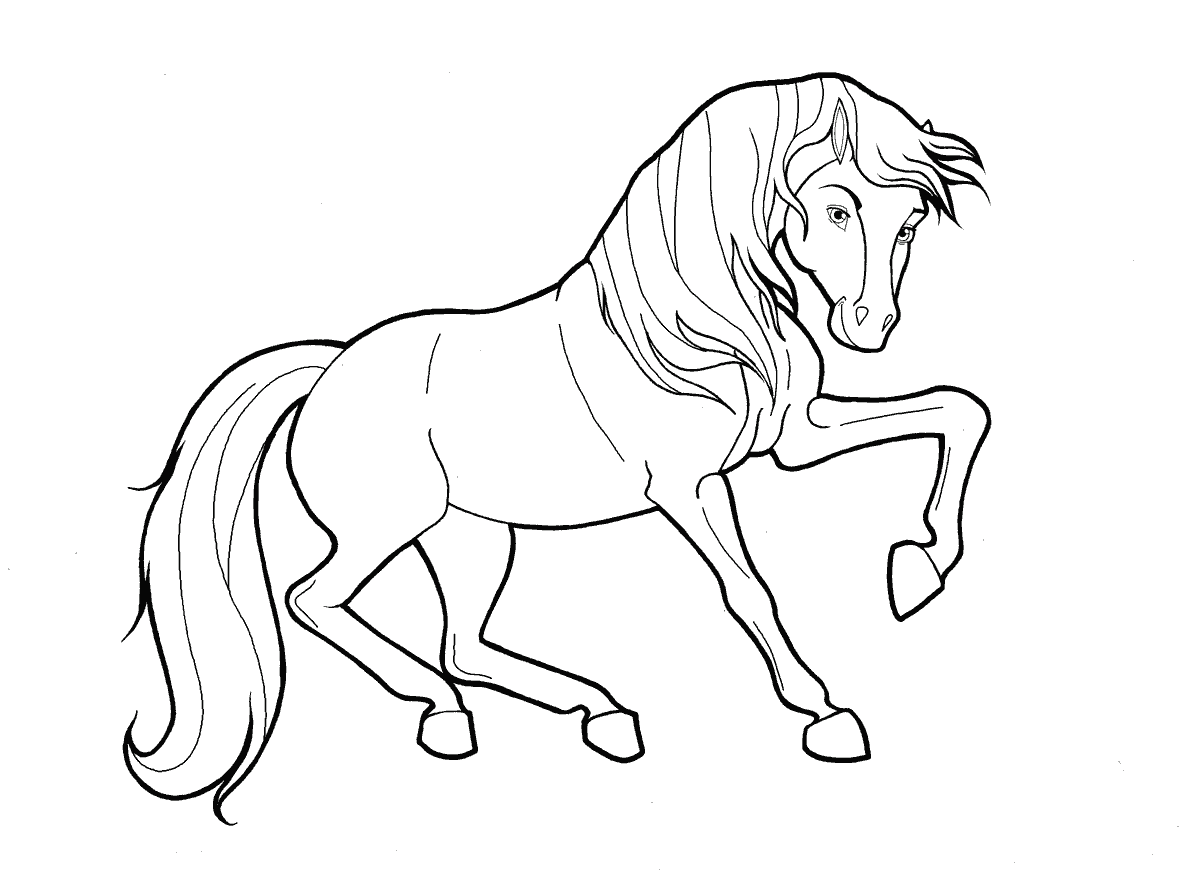 ぬりえ - 動きのある馬