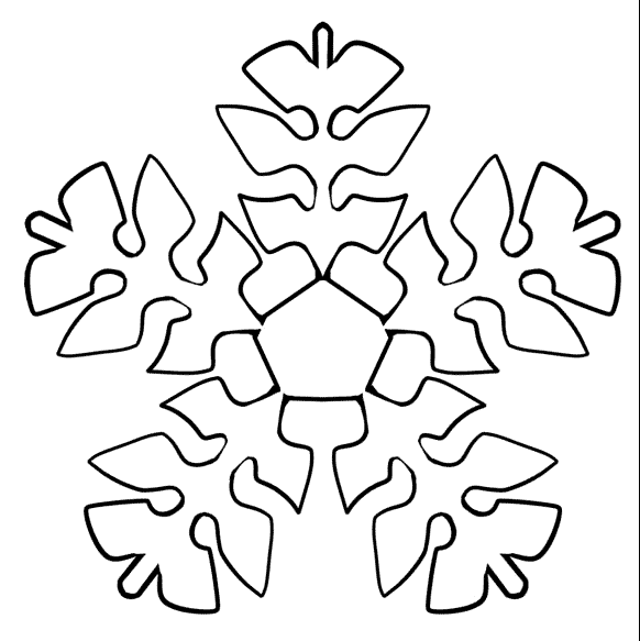 ぬりえ - 葉の形でスノーフレーク
