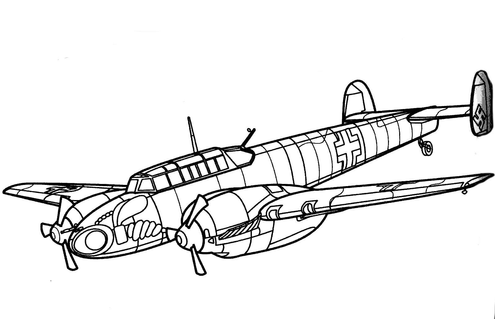 ぬりえ - メッサーシュミット-100S-4 / Vの戦闘機