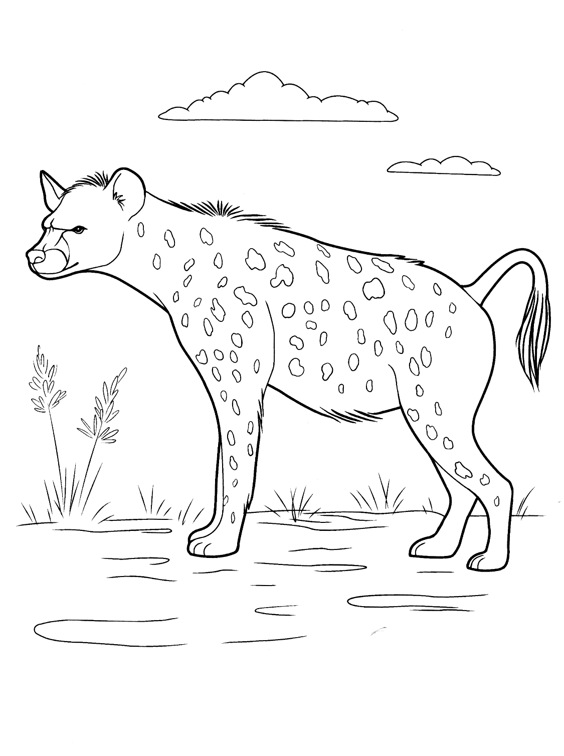 ぬりえ 狩りにハイエナ