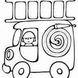 特別な車の中で消防士