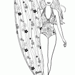 バービーはサーフィンに従事しています