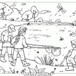 湖での子供たち