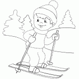 森の中の少年スキー