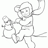 少年は雪だるまをスローします