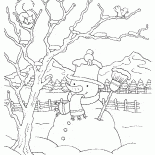 スカーフと帽子を身に着けている雪だるま