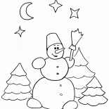 雪だるまと星の空