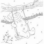 ブランコに乗る雪だるま