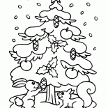 クリスマスツリーとリス